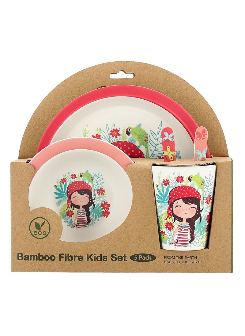 ALBERTO 5 Pieces Kids Dinner Set Jungle Girl Design  - Image 3