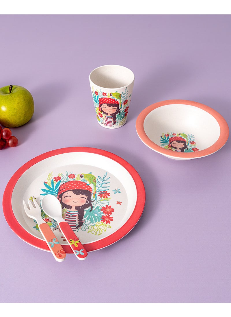 ALBERTO 5 Pieces Kids Dinner Set Jungle Girl Design  - Image 2