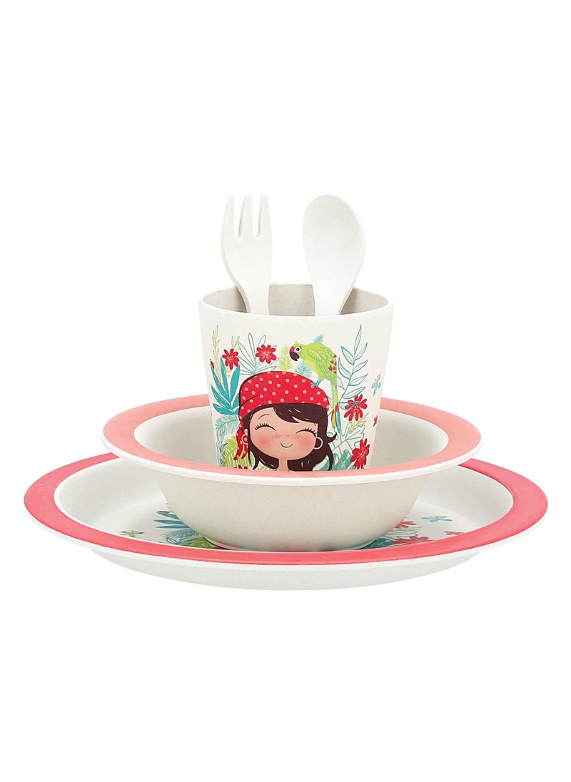 ALBERTO 5 Pieces Kids Dinner Set Jungle Girl Design  - Image 4
