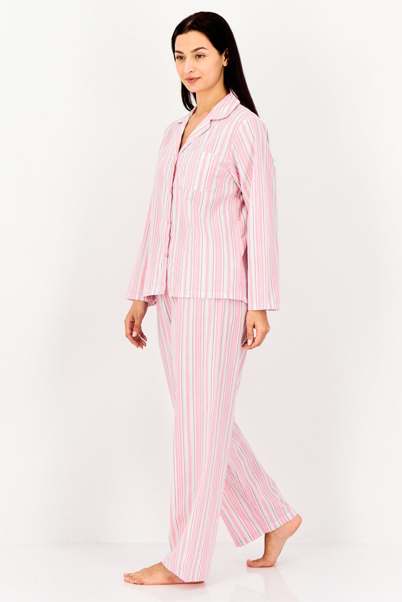 English Laundry Women 2 Pieces Stripe Long Sleeve Top And Bottom Pajama Set, Multicolor - Image 2