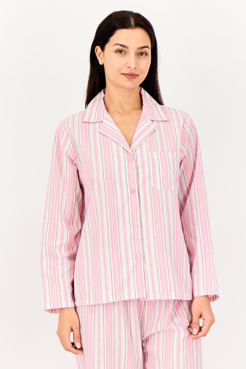 English Laundry Women 2 Pieces Stripe Long Sleeve Top And Bottom Pajama Set, Multicolor - Image 4