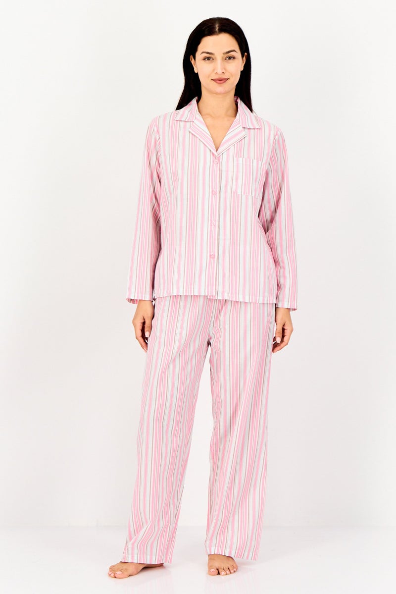 English Laundry Women 2 Pieces Stripe Long Sleeve Top And Bottom Pajama Set, Multicolor - Image 1