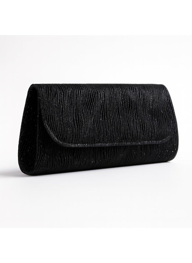 3-pieces Elegant Women Soiree Handbag Shiny Design Chain Shoulder Strap Evening Bag (silver-gold-black) - Image 3