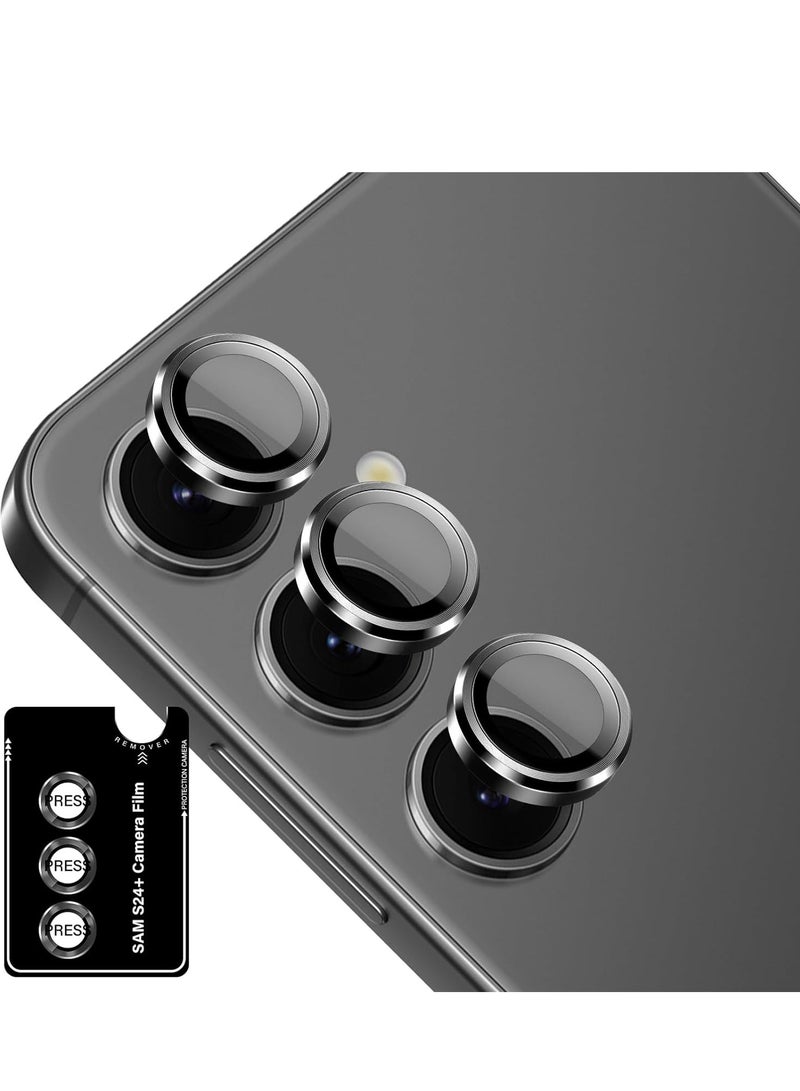Film for Samsung Galaxy S24 Plus Camera Lens Protector, 9H Tempered Glass & Ultra-Thin Aluminum Alloy Individual Lens Screen Protective Cover for S24 Plus 5G 2024, Black - Image 1