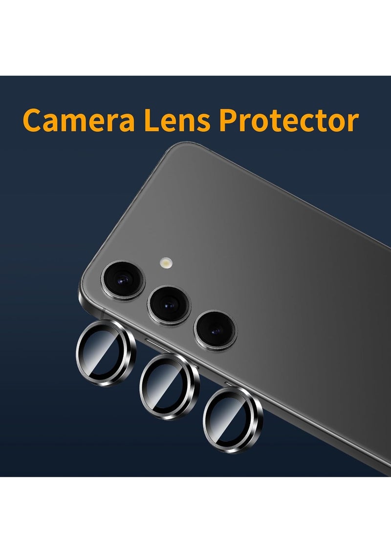 Film for Samsung Galaxy S24 Plus Camera Lens Protector, 9H Tempered Glass & Ultra-Thin Aluminum Alloy Individual Lens Screen Protective Cover for S24 Plus 5G 2024, Black - Image 2