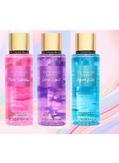 Victoria's Secret Pack of 3 Body Mist Pure Seduction, Love Spell and Aqua K**s 250ml Each  - Image 1