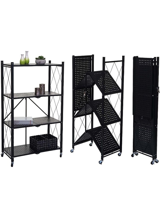 Foldable Metal Storage Shelves for kitchen and Foldable Storage Shelves (4 tier black)  - Image 4