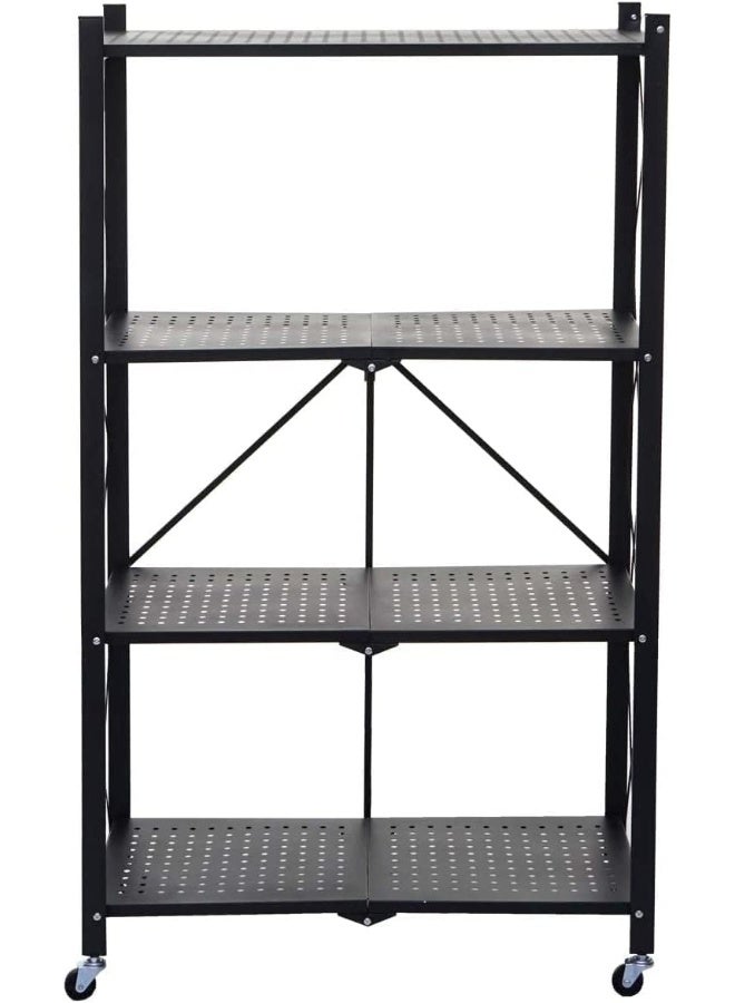 Foldable Metal Storage Shelves for kitchen and Foldable Storage Shelves (4 tier black)  - Image 5