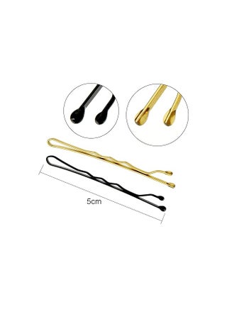 300-Pack Hair Clip Set with Storage Box 100 Hair Clips 100 U-Shaped Clips 100 Elastic Bands Black Gold for Girls Women - view 4