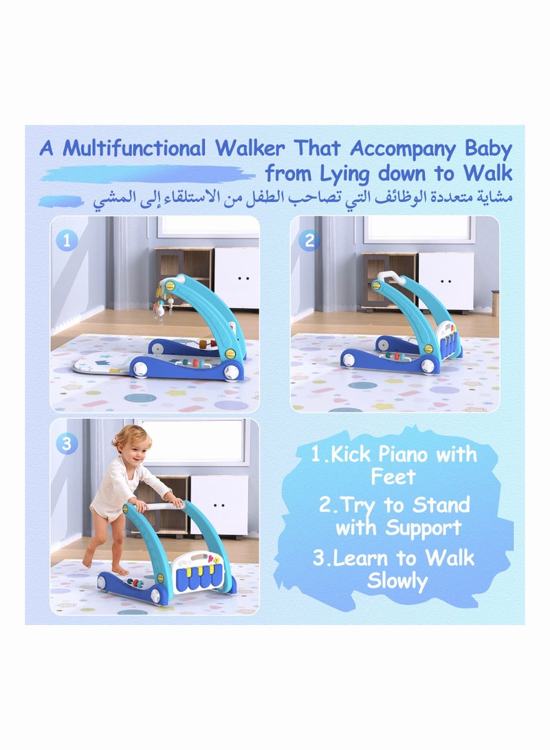 MEBEGIN 2 in 1 Baby Walker, Sit-to-Stand Learning Walker, Early Learning Push Toys with Kick-activated Piano and Multifunctional Removable Play Panel, Foldable Push Along Walker for Infants, Early Educational Child Activity Center - Image 2