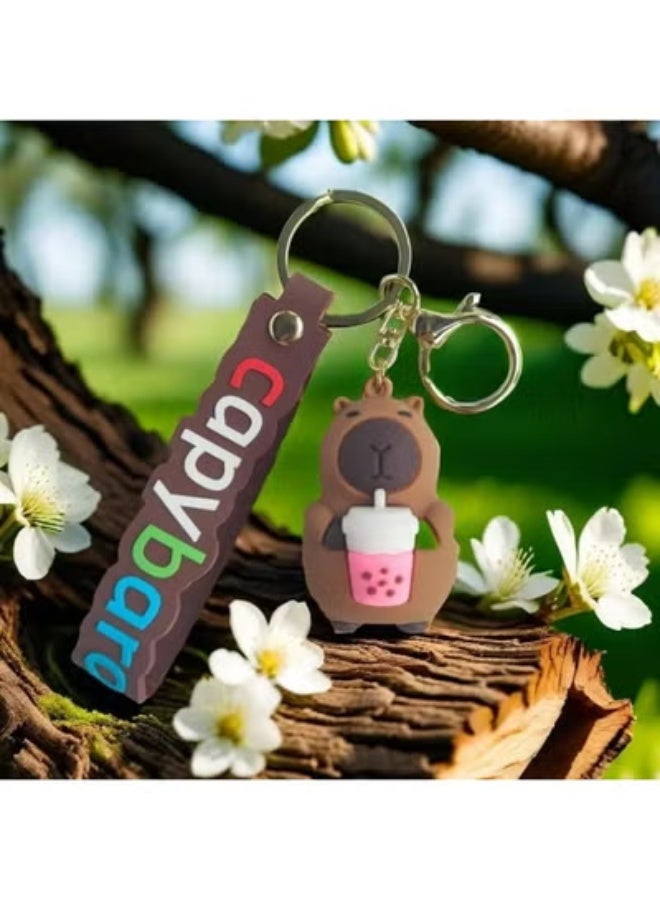Capybara Keychain, 6 pcs Cute Capybara Keychain, Kawaii Metal Keychain For Sports Bag, Backpack Charm, Car Keychain, Handbag Accessories, Capybara Lovers Boys And Girls Birthday Gifts, Small Gifts - Image 4