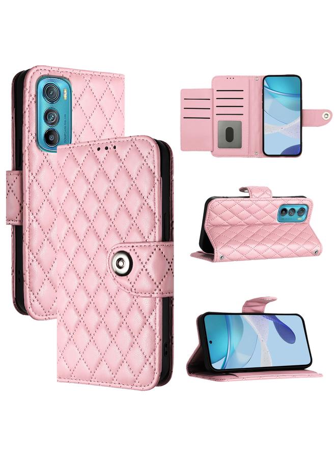 S-TOP Case For Motorola Edge 30 Rhombic Texture Flip Leather Phone Case with Lanyard - Image 1