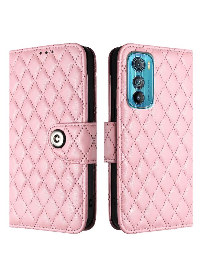 S-TOP Case For Motorola Edge 30 Rhombic Texture Flip Leather Phone Case with Lanyard - Image 2