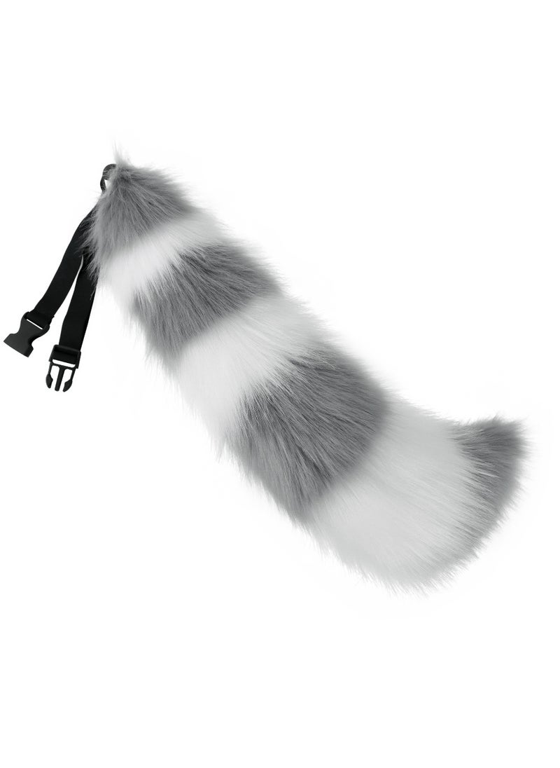 Generic - Cute Fox Tail Cosplay Handmade Plush Animal Accessory Gray and white - Image 1