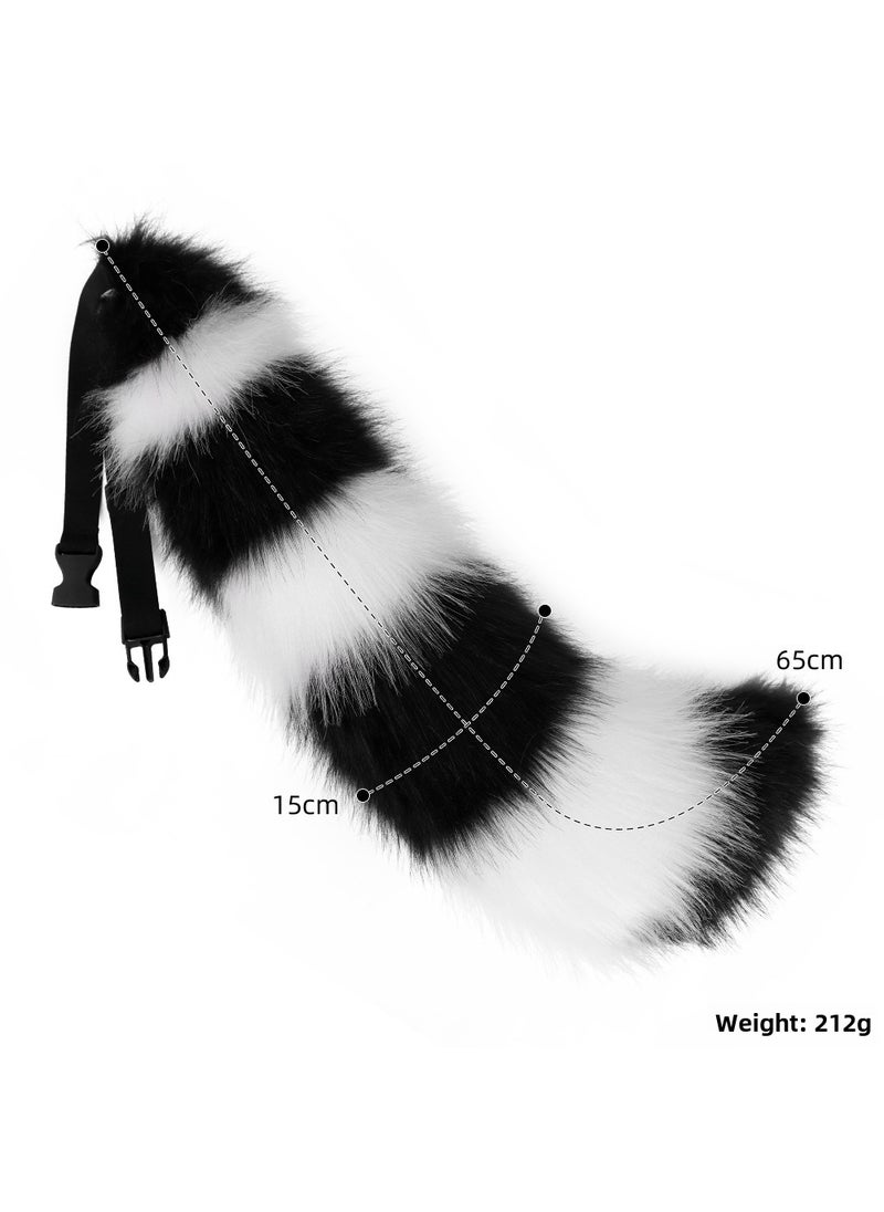 Generic - Cute Fox Tail Cosplay Handmade Plush Animal Accessory Gray and white - Image 1