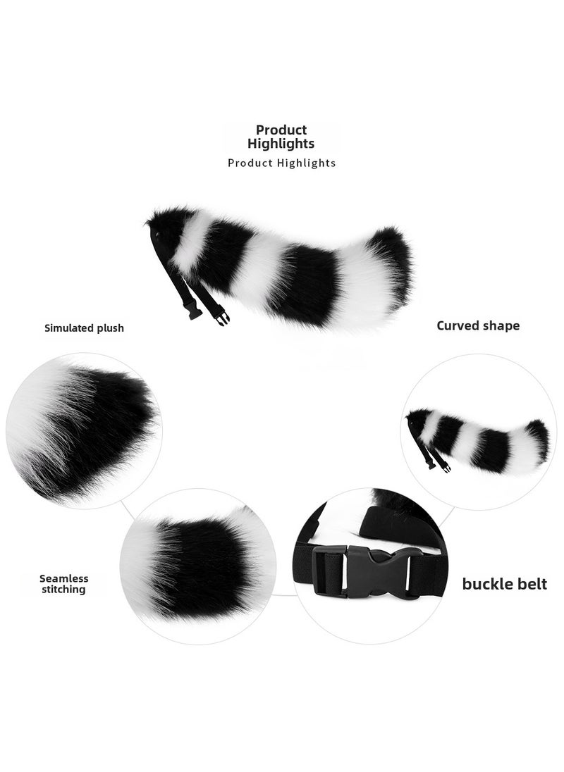 Generic - Cute Fox Tail Cosplay Handmade Plush Animal Accessory Gray and white - Image 1