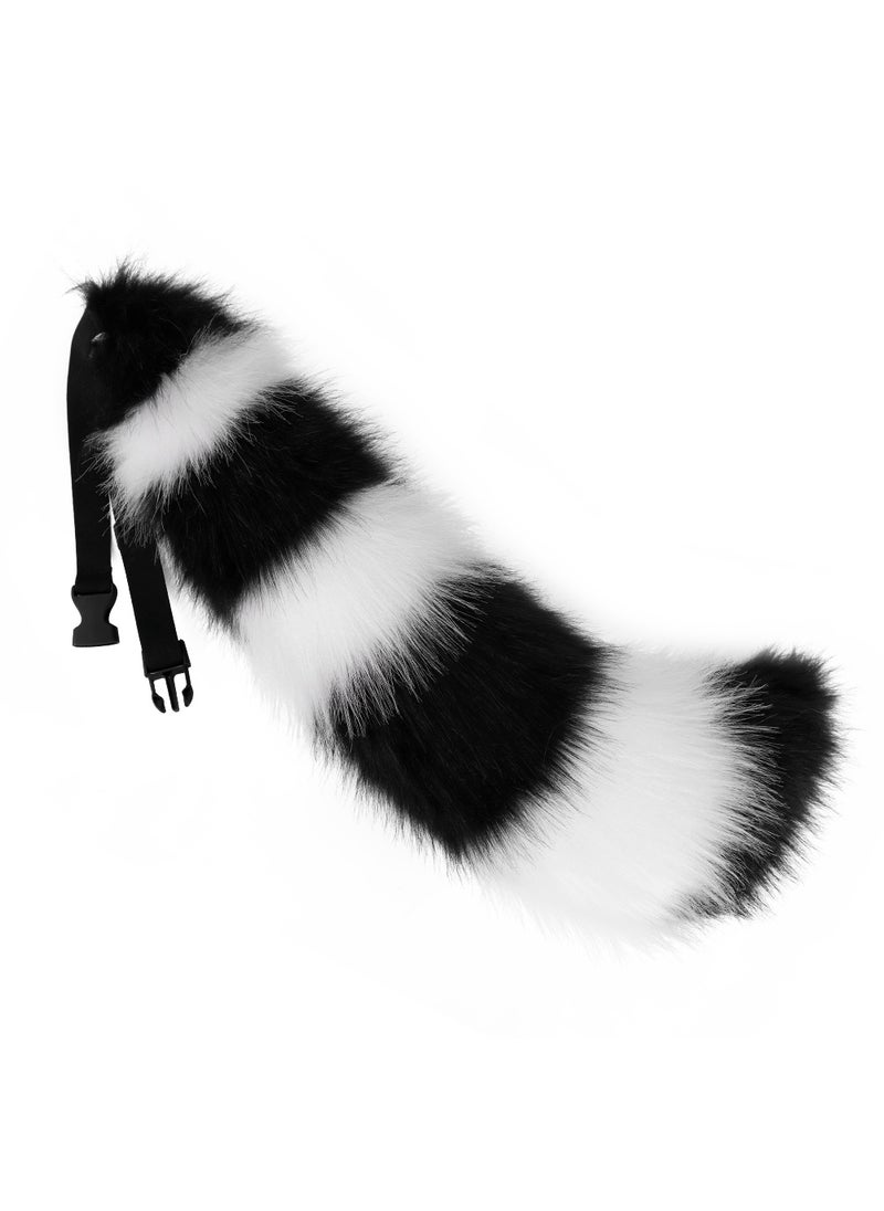 Generic - Cute Fox Tail Cosplay Handmade Plush Animal Accessory Gray and white - Image 1