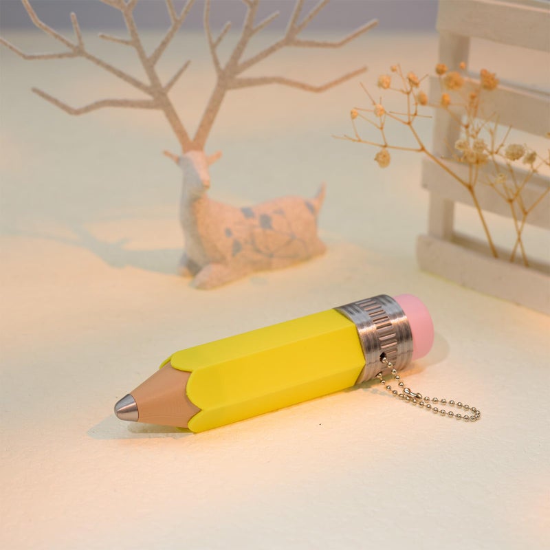 minihope Pencil Click Fidget Toy â€“ Dual-Click Stress Relief Keychain â€“ Cute Yellow Stationery-Inspired PLA Gadget â€“ Office Desk Accessory & Bag Charm for Adults & Teens - Image 3