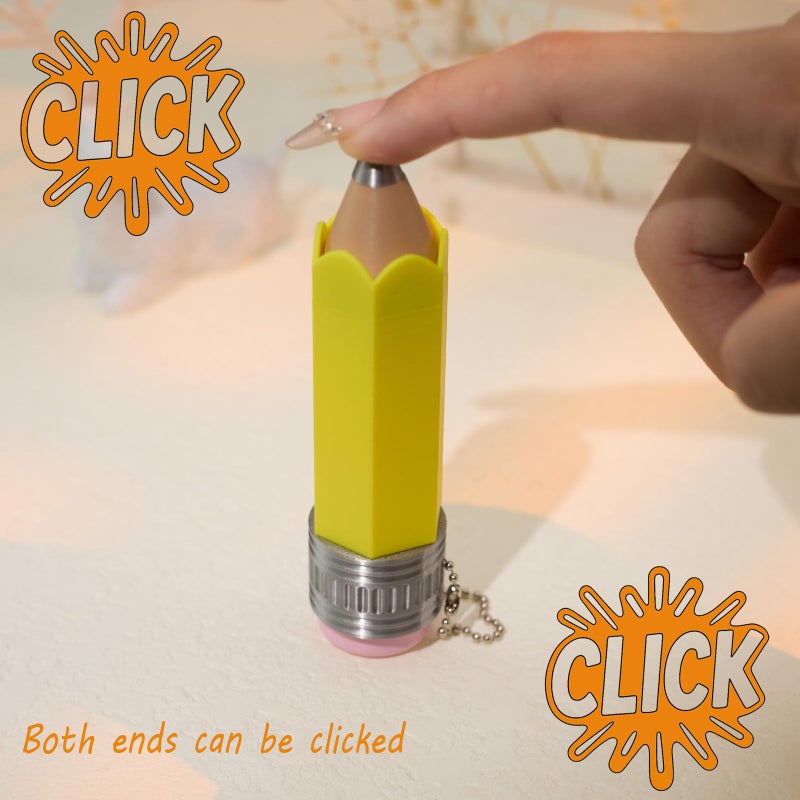 minihope Pencil Click Fidget Toy â€“ Dual-Click Stress Relief Keychain â€“ Cute Yellow Stationery-Inspired PLA Gadget â€“ Office Desk Accessory & Bag Charm for Adults & Teens - Image 2
