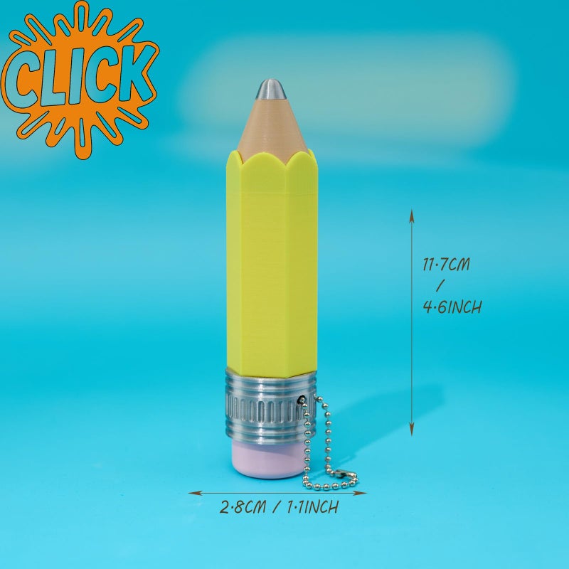 minihope Pencil Click Fidget Toy â€“ Dual-Click Stress Relief Keychain â€“ Cute Yellow Stationery-Inspired PLA Gadget â€“ Office Desk Accessory & Bag Charm for Adults & Teens - Image 5
