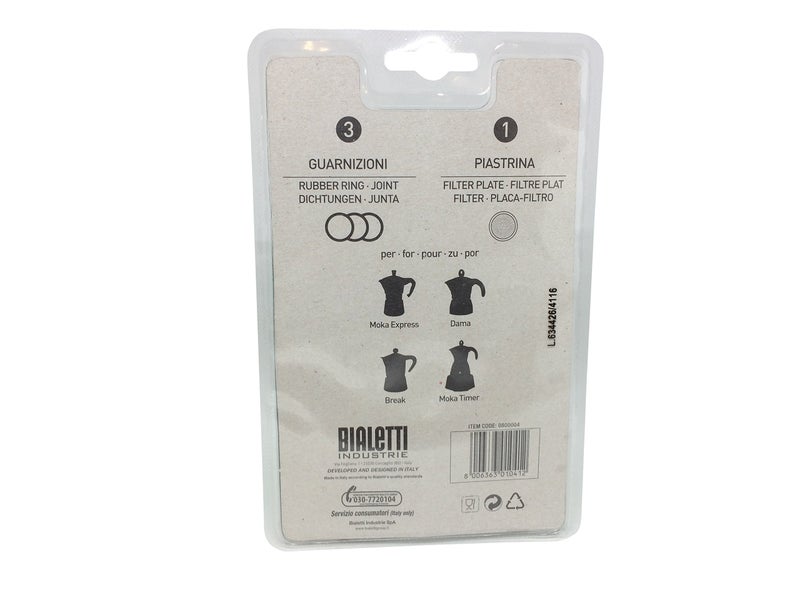Bialetti Replacement Gasket Seals & Filter Set for 6-Cup Moka Express – Pack of 3 Gaskets + 1 Filter Plate, Original Spare Parts for Stovetop Espresso Maker, Ensures Perfect Brewing & Leak-Free - Image 4