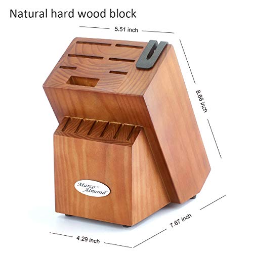 Marco Almond® Knife Block Set, KYA26 Knife Set with Block, 14 Pieces Stainless Steel Chef Kitchen Knives with Built-in Sharpener - Image 4