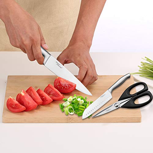Marco Almond® Knife Block Set, KYA26 Knife Set with Block, 14 Pieces Stainless Steel Chef Kitchen Knives with Built-in Sharpener - Image 5