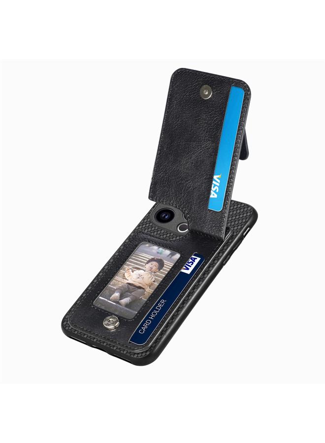 S-TOP Case For iPhone 15 Pro Carbon Fiber Vertical Flip Zipper Phone Case - Image 3