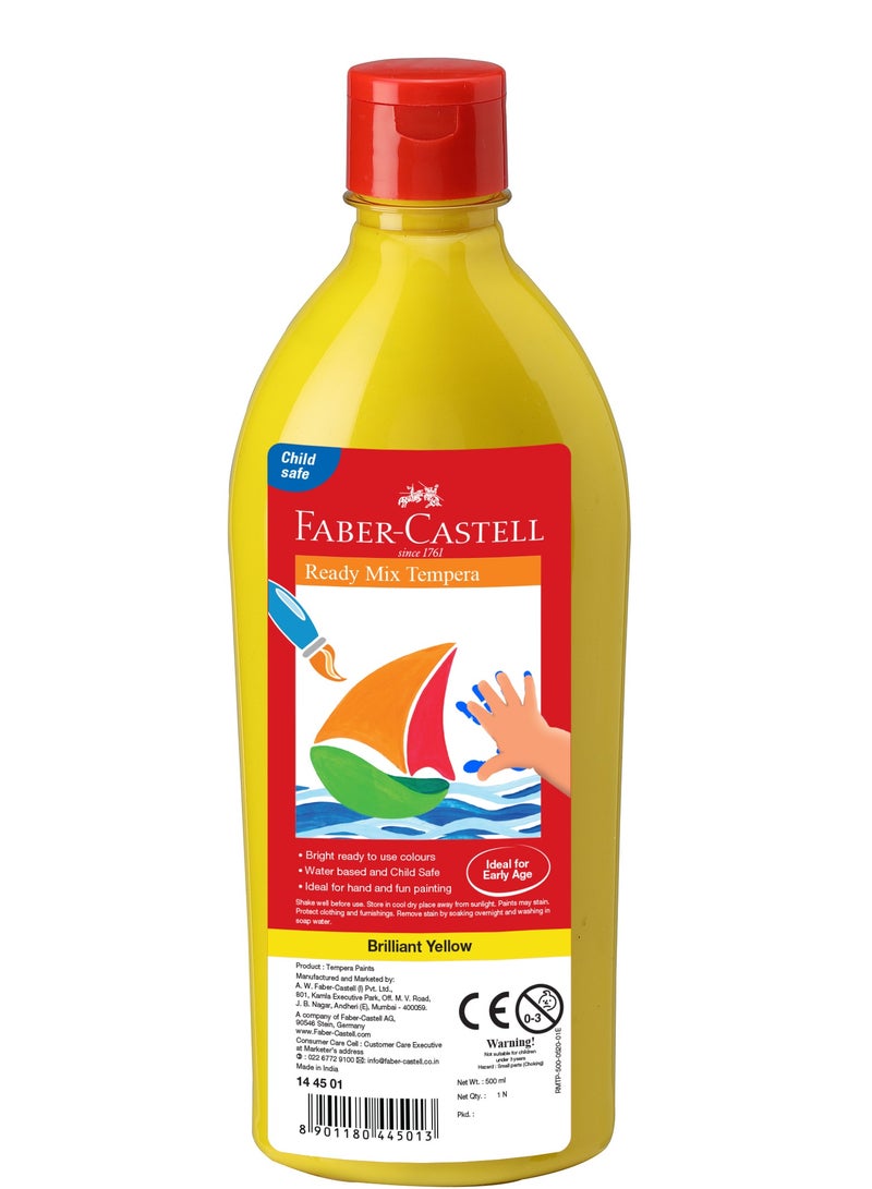 FABER-CASTELL READY MIX TEMPERA PAINTS 500ML YELLOW