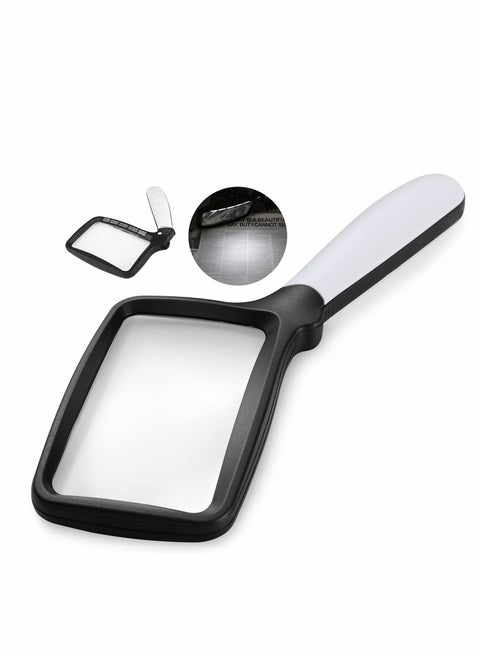 Magnifying Glass with Light, Folding Handheld 3X Large Rectangle Lighted Magnifier Dimmable LED forReading Newspaper, Books, Gift for Low Visions