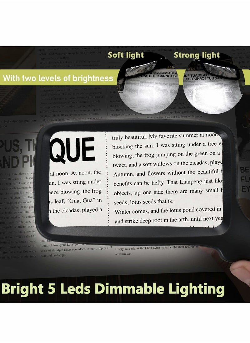 Y&D - Magnifying Glass with Light, Folding Handheld 3X Large Rectangle Lighted Magnifier Dimmable LED forReading Newspaper, Books, Gift for Low Visions - Image 1