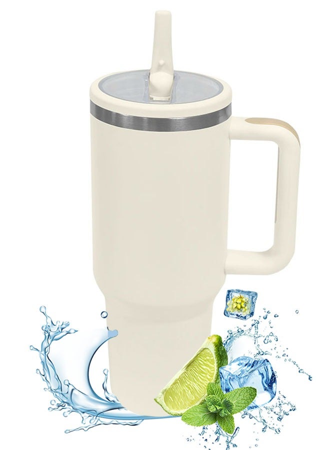 40 oz Water Bottle with Handle and Flip Straw - Fits in Cup Holder, Leak Resistant 40oz Tumbler Leak Proof Insulated Stainless Steel  - Image 1