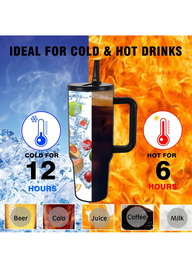 40 oz Water Bottle with Handle and Flip Straw - Fits in Cup Holder, Leak Resistant 40oz Tumbler Leak Proof Insulated Stainless Steel  - Image 3