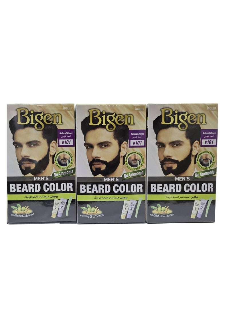 بايجن 3 × بيجين صبغة لحية الرجال خالية من الأمونيا مع خلاصة الصبار وزيت الزيتون 101 أسود طبيعي