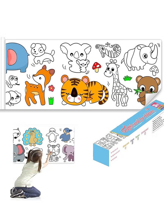 Jamal Children's Drawing Roll, Coloring Paper Roll For Kids Gift, 30×300cm Diy Painting Drawing Paper Roll, Sticky Drawing Paper Roll, Early Educational Toys For Kids (Animal World) - Image 1