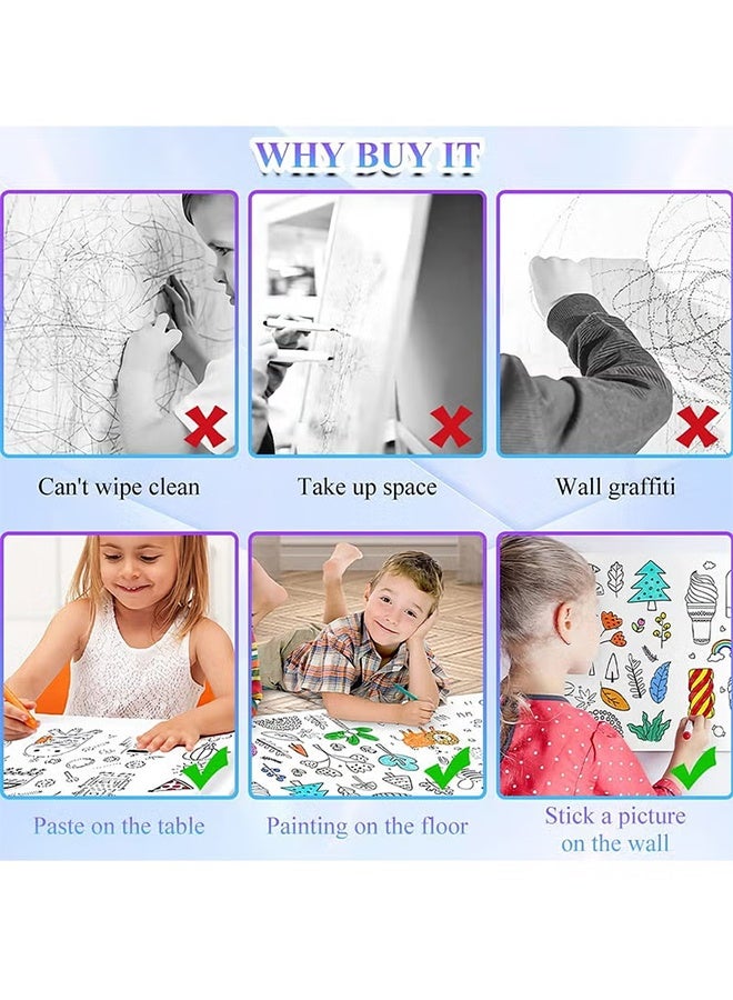 Jamal Children's Drawing Roll, Coloring Paper Roll For Kids Gift, 30×300cm Diy Painting Drawing Paper Roll, Sticky Drawing Paper Roll, Early Educational Toys For Kids (Animal World) - Image 4