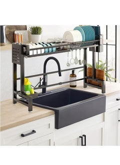 YIJIA HOME GOODS Single-Layer Kitchen Sink Organizer, Carbon Steel Kitchen Counter Organizer Storage, Black  - Image 1