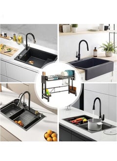 YIJIA HOME GOODS Single-Layer Kitchen Sink Organizer, Carbon Steel Kitchen Counter Organizer Storage, Black  - Image 3