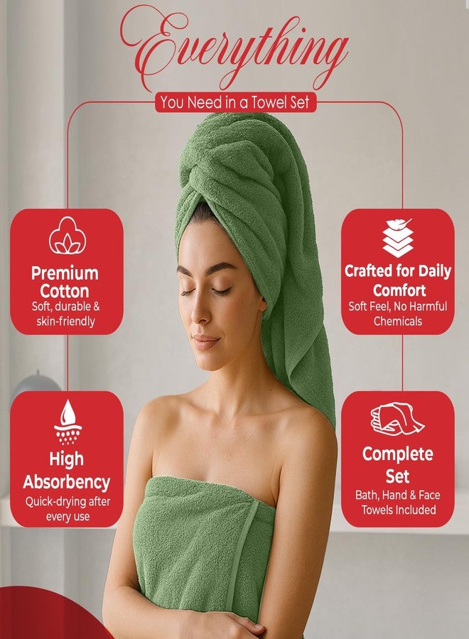 RIVERSIDE 3-Piece Towel Set, 1 Bath Towel, 1 Hand Towel, 1 Washcloth, 550 GSM Ring Spun Cotton, Soft, Quick Dry, Absorbent Bathroom Towels for Home, Gym, Spa, Sage Green - Image 3