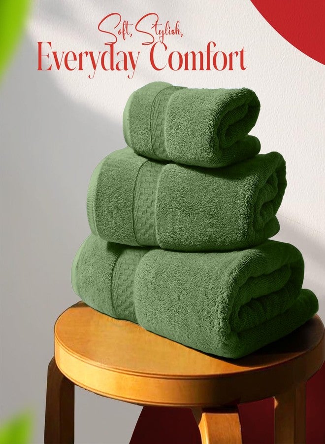 RIVERSIDE 3-Piece Towel Set, 1 Bath Towel, 1 Hand Towel, 1 Washcloth, 550 GSM Ring Spun Cotton, Soft, Quick Dry, Absorbent Bathroom Towels for Home, Gym, Spa, Sage Green - Image 4