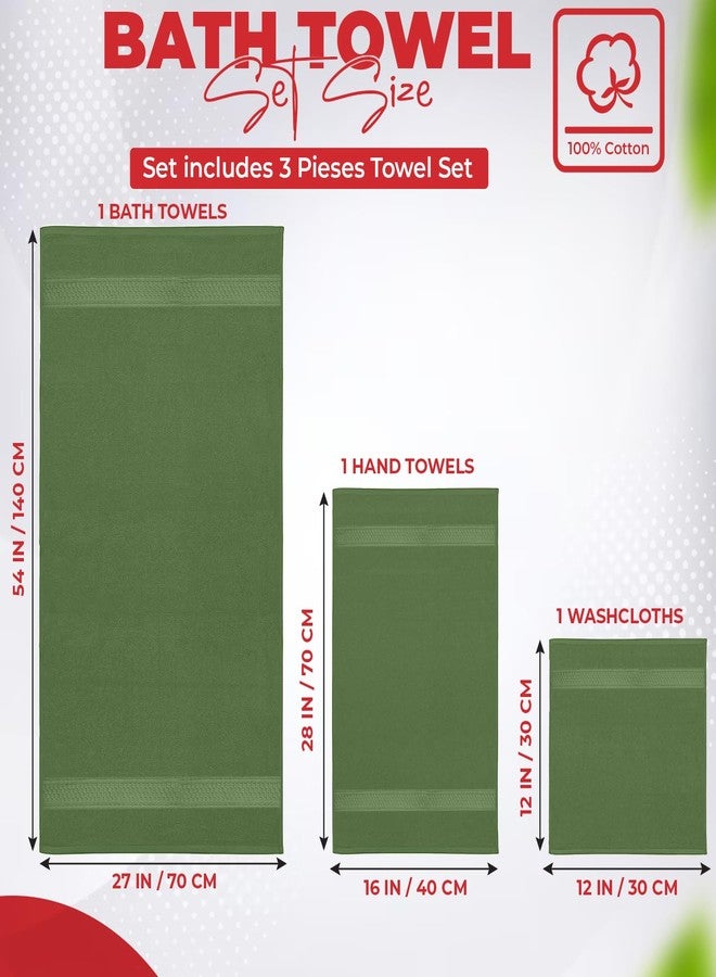 RIVERSIDE 3-Piece Towel Set, 1 Bath Towel, 1 Hand Towel, 1 Washcloth, 550 GSM Ring Spun Cotton, Soft, Quick Dry, Absorbent Bathroom Towels for Home, Gym, Spa, Sage Green - Image 2