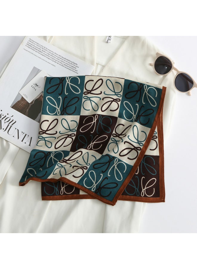 New Cotton And Linen Small Square Scarf Simple Style Black And White Geometric Stripe Small Scarf Korean Style Decorative Printed Silk Scarf Bag Headscarf