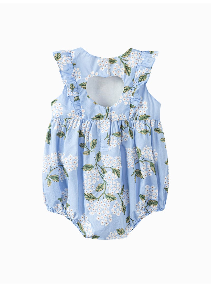 ميني بالا سراويل طفلة الأطفال بدون كمصانق للخروج، بتصميم زهري، قطعة ناعمة وقابلة للتنفس، كم صفتي، قطع خلفية على شكل قلب، مغلق بزر مواسع، حلوة وفاشلة للأنشطة اليومية والخارجية - Image 5