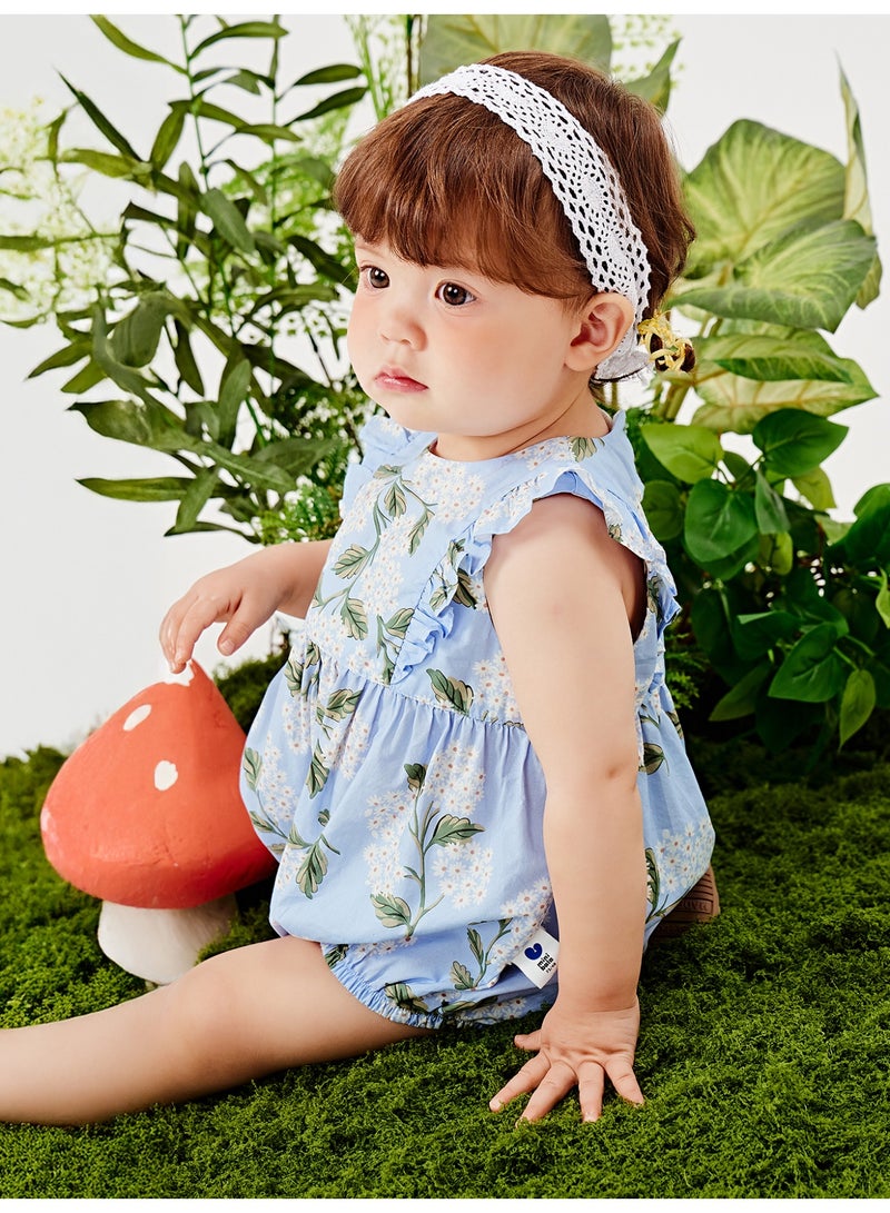 ميني بالا سراويل طفلة الأطفال بدون كمصانق للخروج، بتصميم زهري، قطعة ناعمة وقابلة للتنفس، كم صفتي، قطع خلفية على شكل قلب، مغلق بزر مواسع، حلوة وفاشلة للأنشطة اليومية والخارجية - Image 2