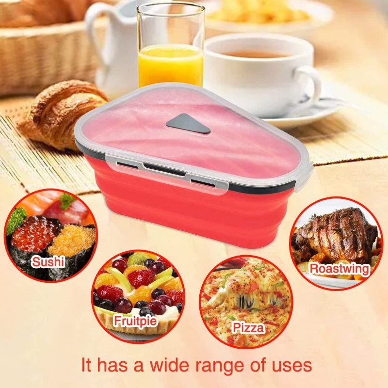 Reusable Pizza Storage Container: 5-Piece Tray Food-Grade Silicone Collapsible - Airtight Seal Leak-Proof Microwave-Safe Pizza Container for Leftover Pizza Storage in Home Kitchens Refrigerators - Image 2
