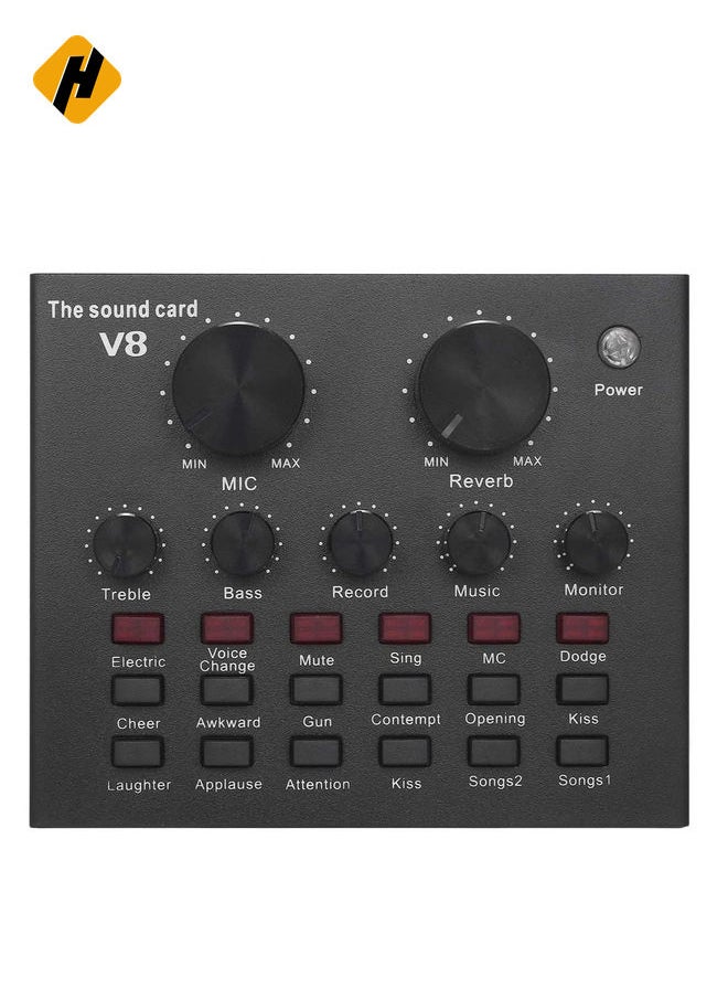 HuHa V8 Bluetooth Microphone Live USB External Sound Card DSP Chip - 12 Sound Effects for Phone Computer PC Audio Broadcast  - Image 1