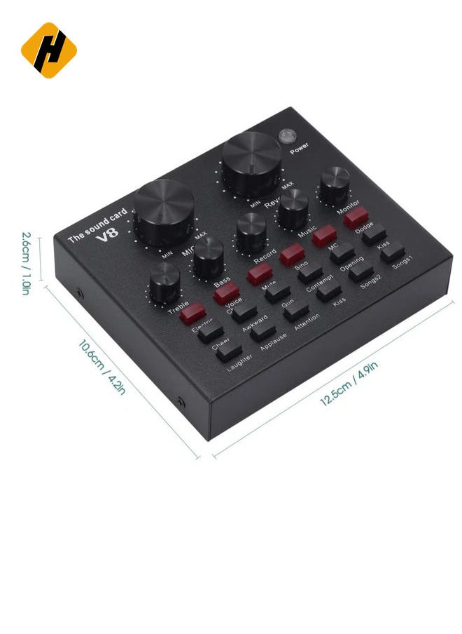 HuHa V8 Bluetooth Microphone Live USB External Sound Card DSP Chip - 12 Sound Effects for Phone Computer PC Audio Broadcast  - Image 5