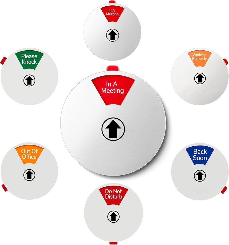 EliteSign 1PK Office Door Sign, Do Not Disturb, In a Meeting, Working Remotely, Out of Office, Back Soon, Please Knock, 6 Options Privacy Wheel Sign, Business Status Indicator For Work, 6 inch Sliver - Image 1