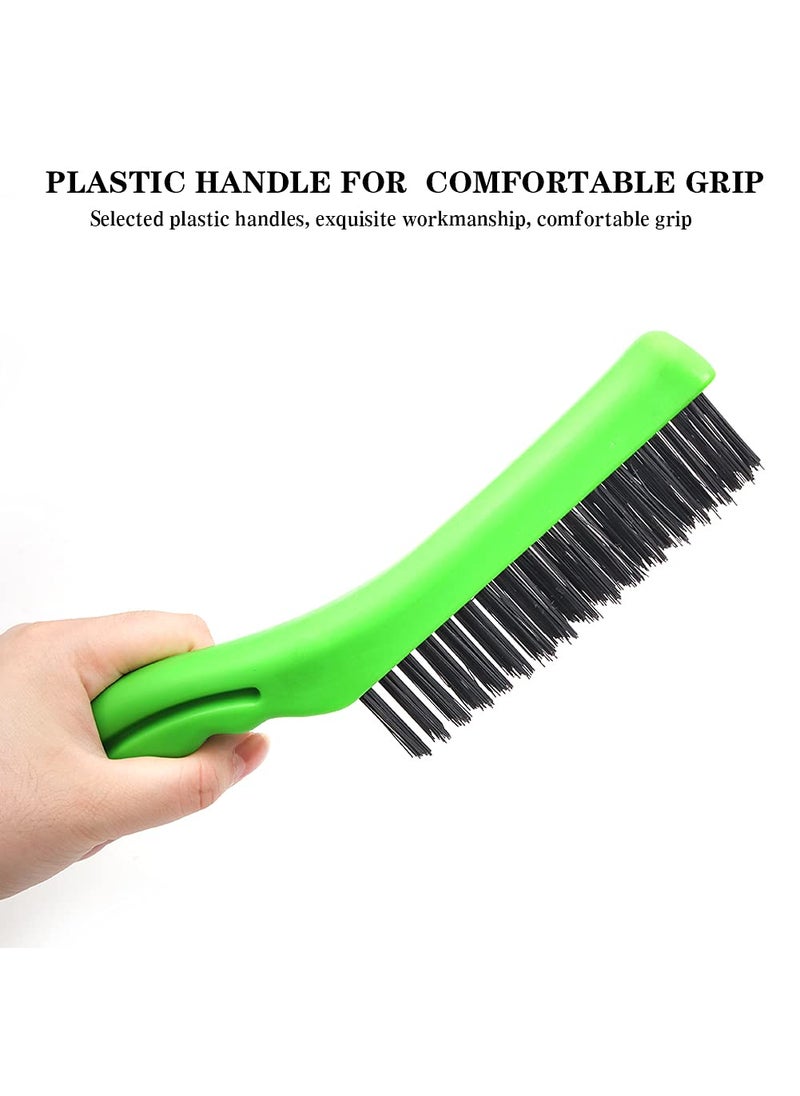 MAXMAN MAXMAN Wire Brush 2 PCS, Heavy Duty Carbon and Stainless Steel Wire 10 Inch with Plastic Handle Descaling Welding Dust Bending Hand Tool, Teel Brush Rust Remover for Metal  - Image 4