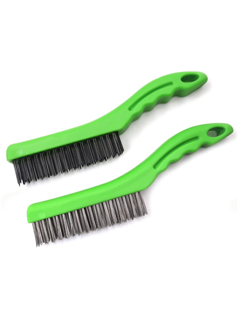 MAXMAN MAXMAN Wire Brush 2 PCS, Heavy Duty Carbon and Stainless Steel Wire 10 Inch with Plastic Handle Descaling Welding Dust Bending Hand Tool, Teel Brush Rust Remover for Metal  - Image 1